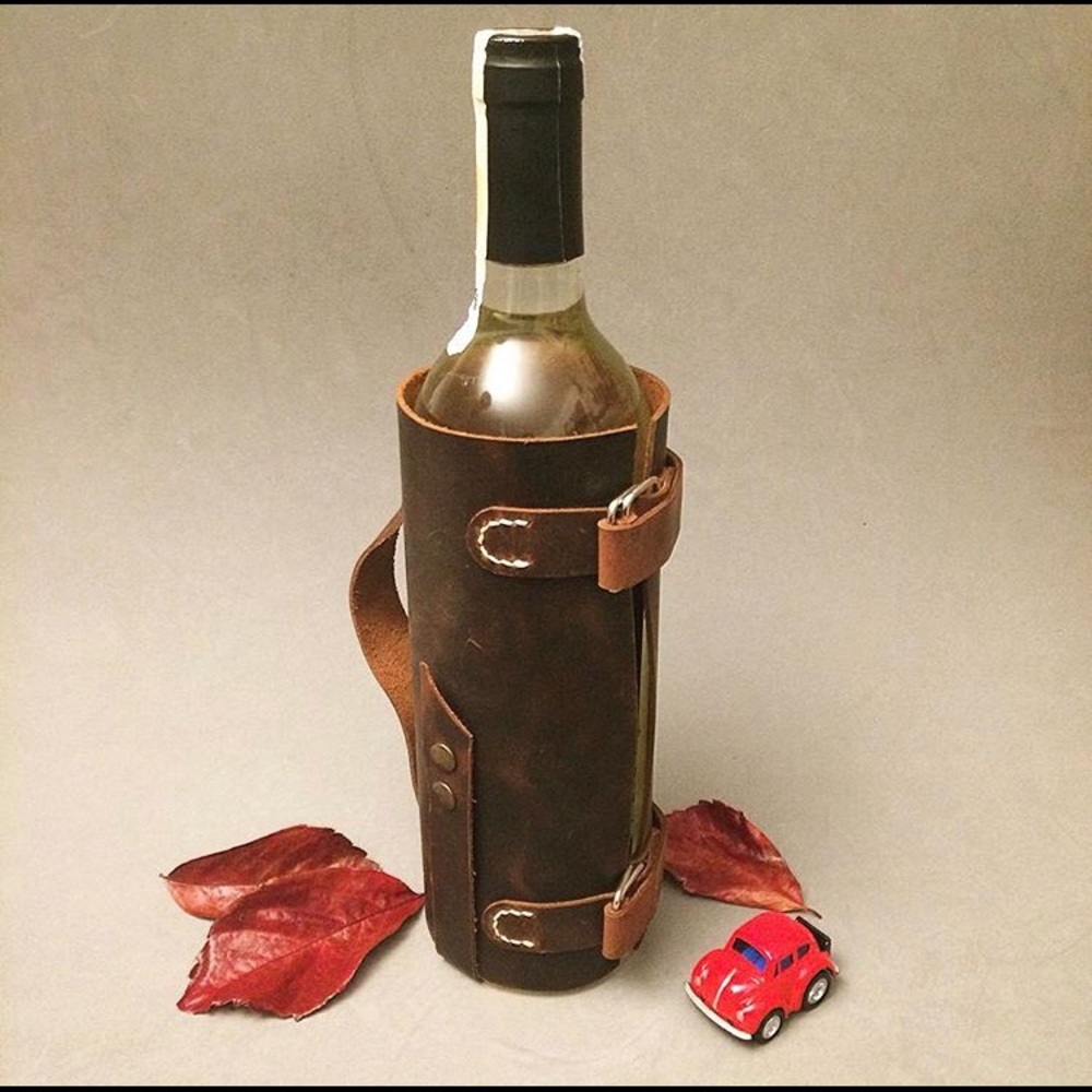 wine holder real leather